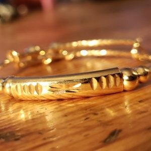 Etched 14k gold dipped Baby Bell Bangel